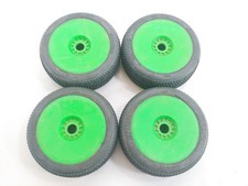 4x AKA Impact #14007 1/8 Buggy Off-Road Tires on DE Racing Green Wheels 17mm Hex