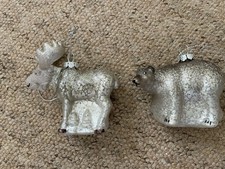Christmas Tree Decorations Glass Moose & Mountain Bear Hanging Ornaments New