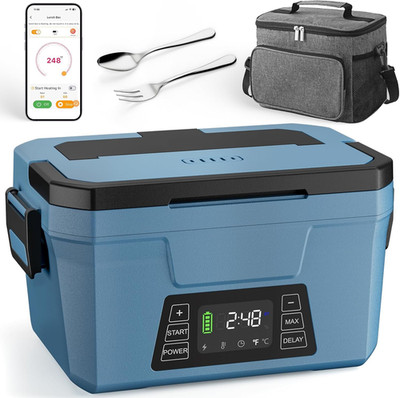 Cordless Electric Lunch Box for Adults, APP Control Heated Lunch Box for Men Foo