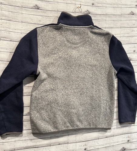 LL Bean Mens 1/4 Snap Button Fleece Sweater Sz L Slightly Fitted Pullover Blue - Picture 15 of 17