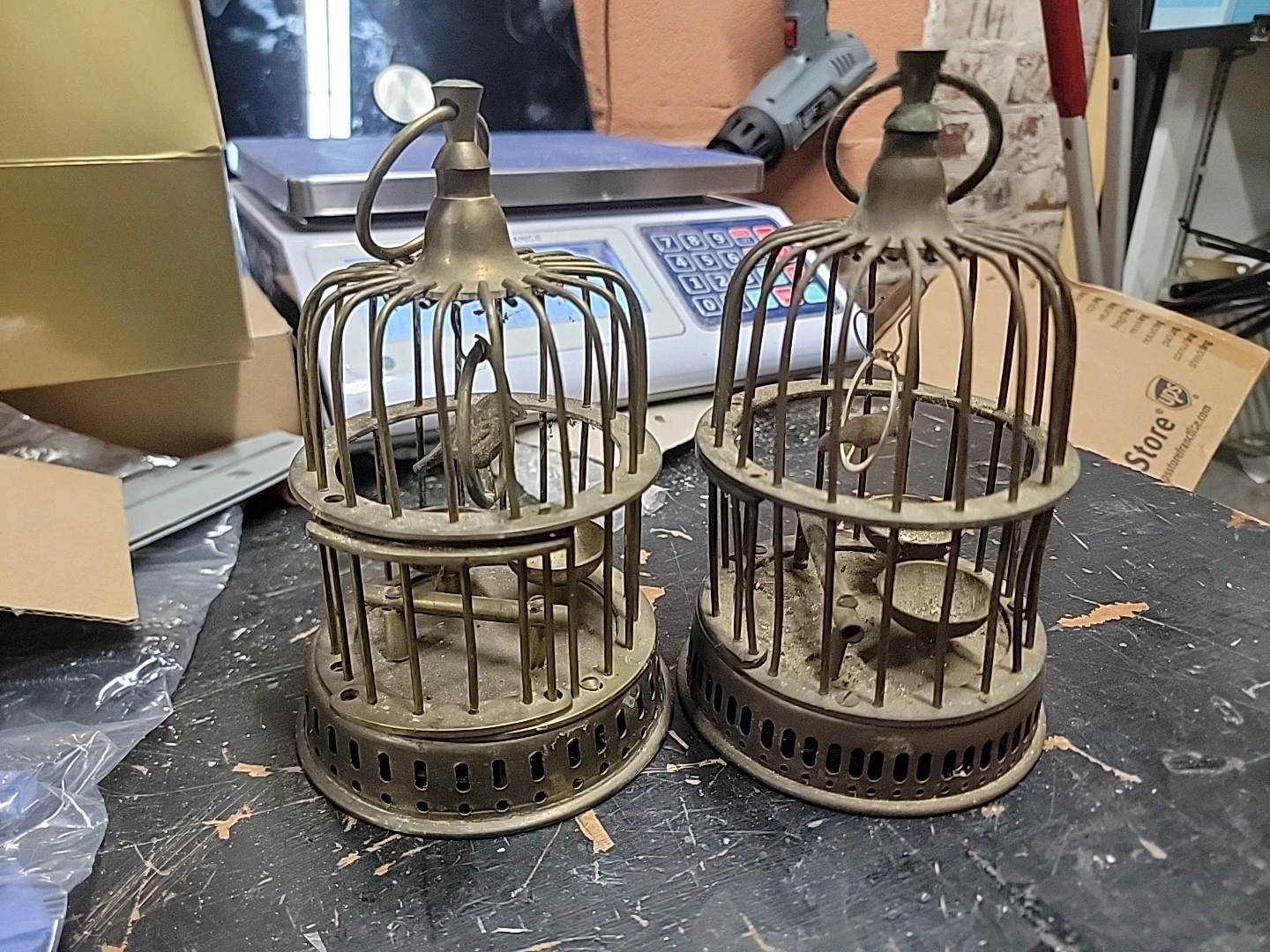Rare Vintage Solid Brass Bird Cages, Hanging Swing, Resting Bar Bird Birdcage
Opens in a new window