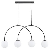 Pendelleuchte 4-Flammig Glas Schwarz Metall Modern E14 L:99 Cm HäNgelampe KüChe