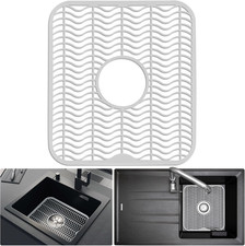 Sink Protector, 12 x 11 in Plastic Sink Mat for Kitchen, White