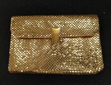 Vintage Whiting Davis Gold Mesh Evening Clutch Bag Purse with Mirror