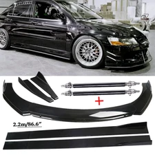 Front Bumper Lip Spoiler Side Skirts Rear Lip Glossy Bla For Mitsubishi Lancer E
