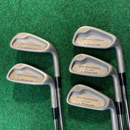 Dunlop Seve Ballestteros Gold 5,6,7,9,pw iron set R-flex steel Tour Wrap midsize - Picture 1 of 13