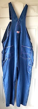 Round House Bib Overalls Mens 48 x 30 Blue Denim Farmer Trucker Carpenter Work