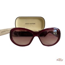 Authentic LOUIS VUITTON Burgundy Acetate Iris Rhinestone Oval Sunglasses Z0334W