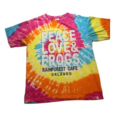 Peace Love & Frogs Rainforest Cafe Orlando Tie Dye T Shirt Adult Medium