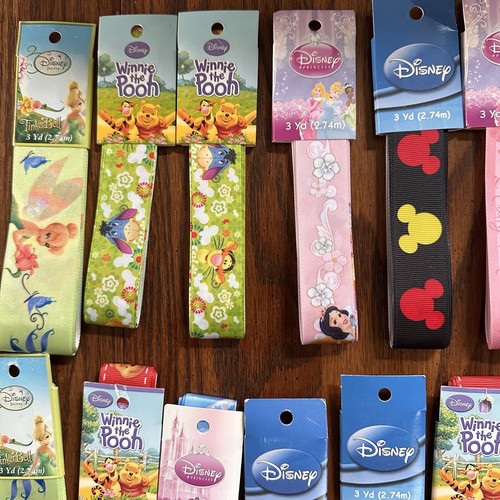 Lot 16 Disney Pooh Princess Mickey Nemo Tinkerbell Ribbon 3 yards 5/8” 1” 1.5” - Picture 2 of 5