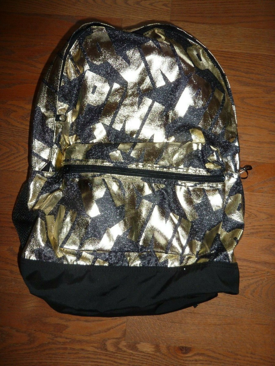 VICTORIAS SECRET PINK RARE GOLD BLING CAMPUS LARGE BACKPACK  display picture 3