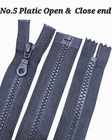 Black Chunky  Plastic Zips No5 Moulded  Open and  Closed End Sizes 10cm to 203cm