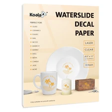 Koala LASER CLEAR Waterslide Decal Paper Premium Water Transfer 8.5x11 10 Sheets