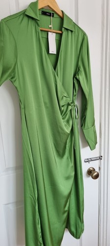 Mango Green Midi Wrap Dress 12 - Picture 5 of 6
