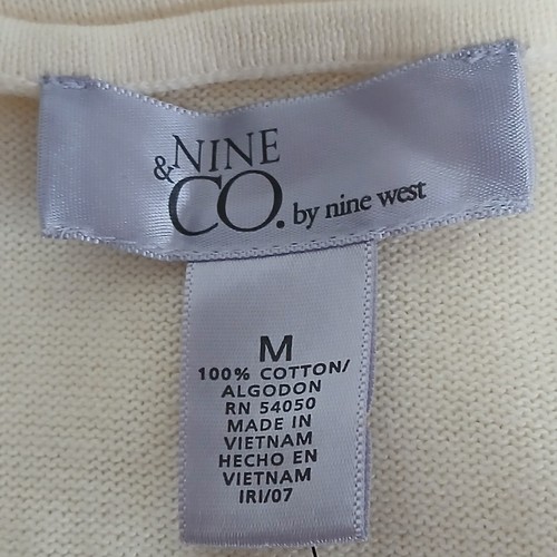 Nine Co By Nine West JLKD952 Ivory Cream 2 Button Sweater Cardigan Medium New - Picture 11 of 11