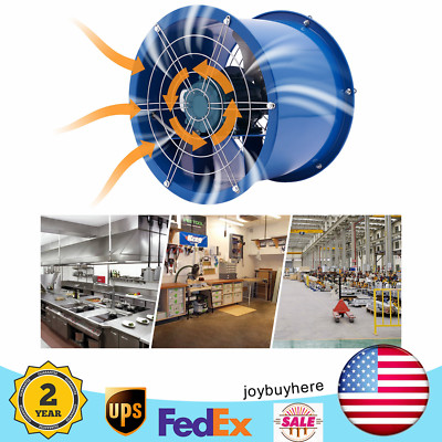16'' Cylinder Pipe Spray Booth Paint Axial Duct Fan Exhaust Flow Blower 5400m3/H