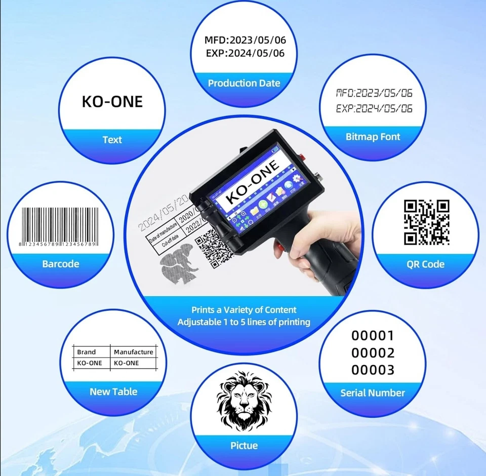 Handheld inkjet printer prints text, batch number, barcode, QR code, image, LOGO - Image 3 of 4