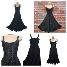 Black Sleeveless Dress Bohemian Rayon Summer One Size 10 12 14 16 18 20 22