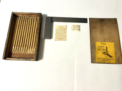 MOORE & WRIGHT Vintage No. 400 Precision Ground Square 6'' with Original Wood Box
