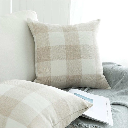 UK Checked Cushion Cover Linen Pillow Case Sofa Home Decor 16" 18" 20" 22" 24" - Picture 3 of 18