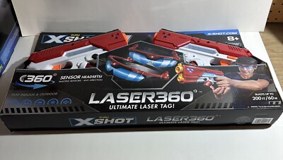 X-Shot Laser360° Double Laser Blaster Pack 2 Blasters & 2 Goggles Laser Tag200FT