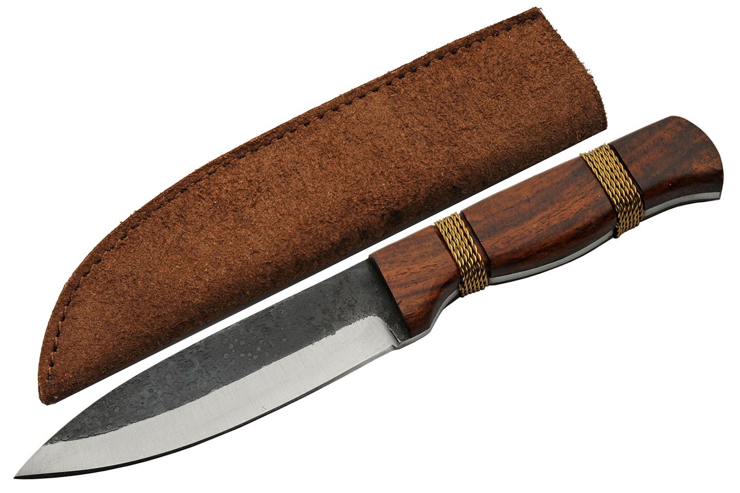 W/ Brass Wrapped Handle - Leather Sheath -new
