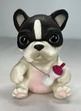 Little Live OMG Pets B&W Terrier Dog Puppy Rubber w/ Bottle Tested 100% Sound 4”