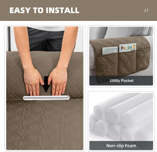 Sitz Sofabezug Wasserdicht Möbel Schonbezug mit Stauraum Sofakissen - Bild 16 von 50