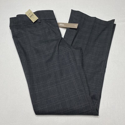 LOFT Womens Dress Pants sz 4P Gray Plaid Low Rise Maria Trouser Stretch NEW