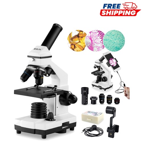 Dual LED Biological Microscope with 15 Slides & Carrying Case - Ideal for Kids