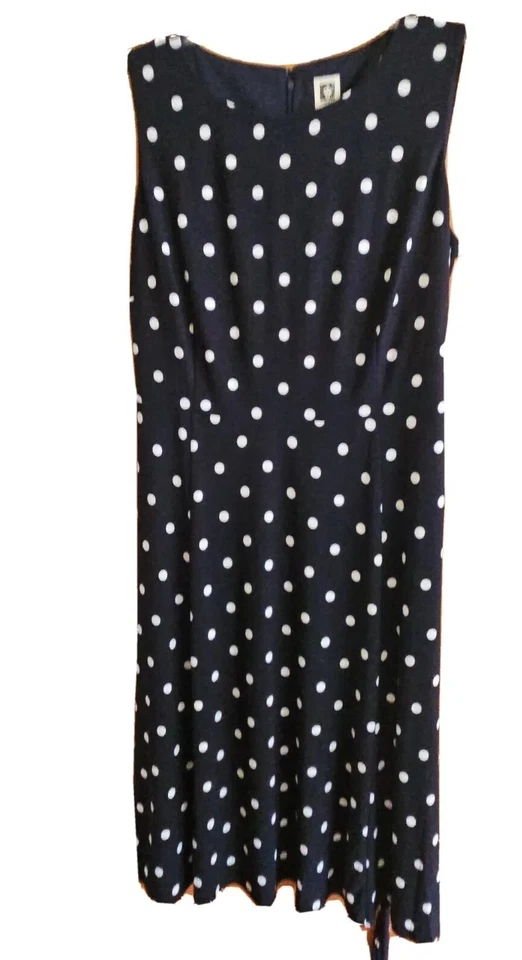 Anne Klein Plus Size Midi Dress Dark Navy White Polka Dot Women SZ 2X New $129 - Image 4 of 4