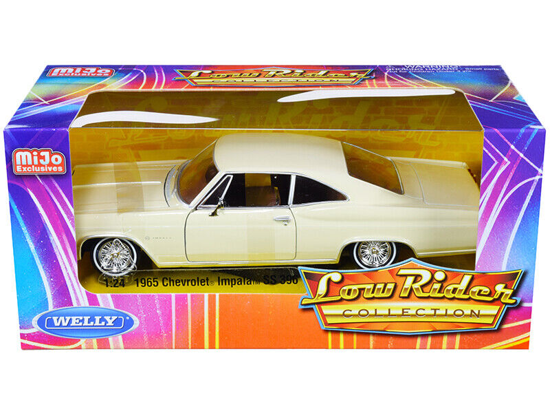 1965 Chevy Impala SS 396 Beige Low Rider 1:24 Diecast Model - Welly 22417LRBEI*