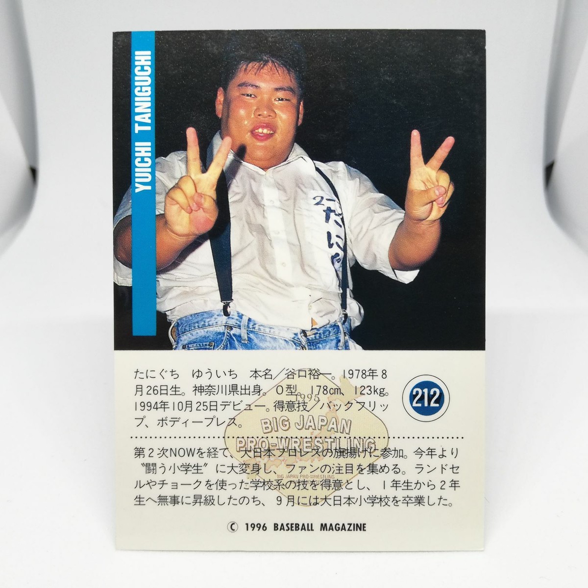 212 TANIGUCHI YUICHI CARD BIG JAPAN PRO WREITLING CARD BBM96 1996