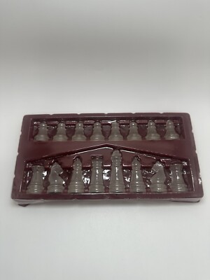 Ersatz Klarglas (weiß) 16 Schachfiguren in Box gebrauchter Zustand