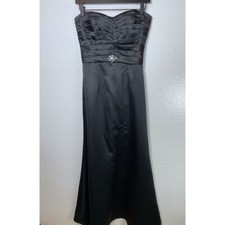 Mori Lee Women's Size 8 Black Strapless Formal Pageant Dress Rhinestone A-Line