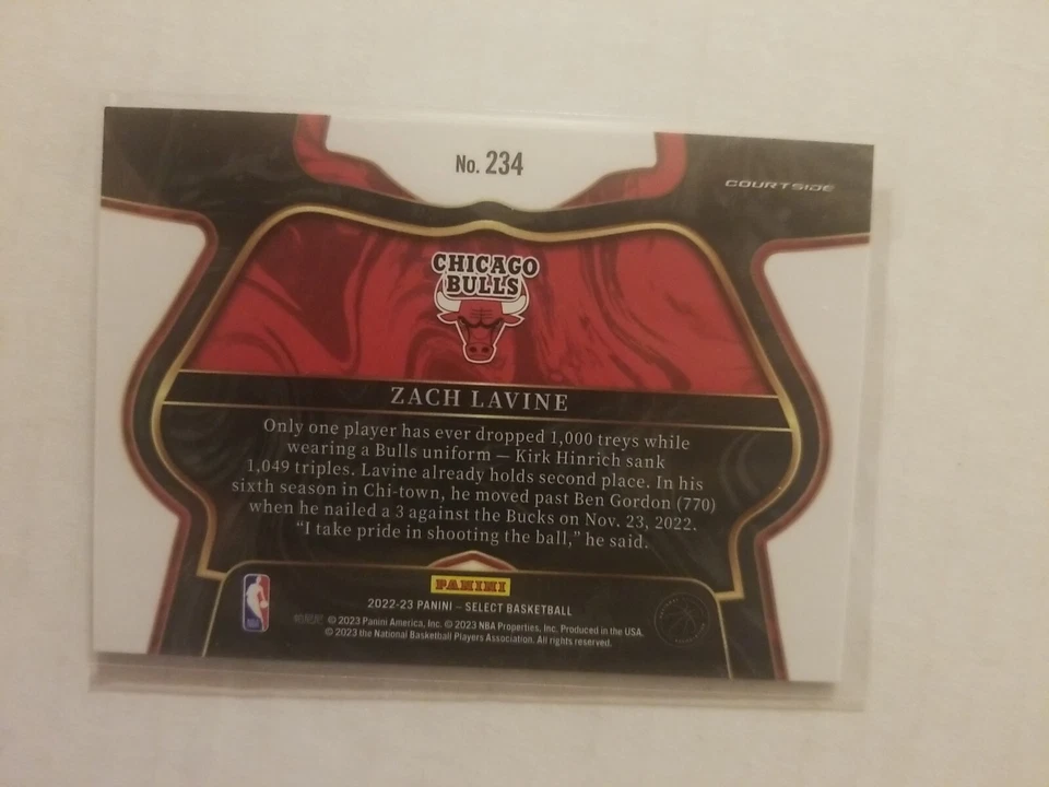 2022-23 Panini Select Zach Lavine Courtside #234 Chicago Bulls - Image 2 of 4
