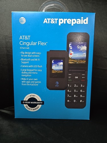 NEW! AT&T Cingular Flex Easy to Use Prepaid Flip Phone - Charcoal (EA211101 ) - Picture 2 of 5