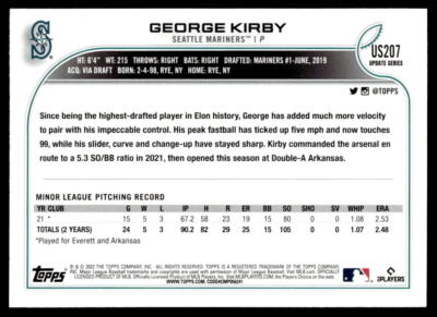 2022 Topps Update #US207 George Kirby RC Seattle Mariners | eBay