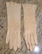 Vtg Size S 6 3/4 Tan Thin Leather Formal 12" Long Gloves Lionel Le Grand France