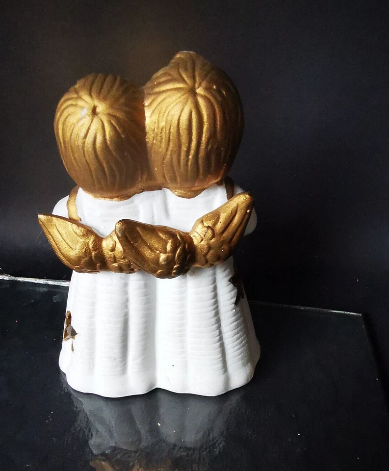 2 angel ceramic white gold decorative figure magical atmospheric old 14.5x14.5x8 - Image 2 of 4