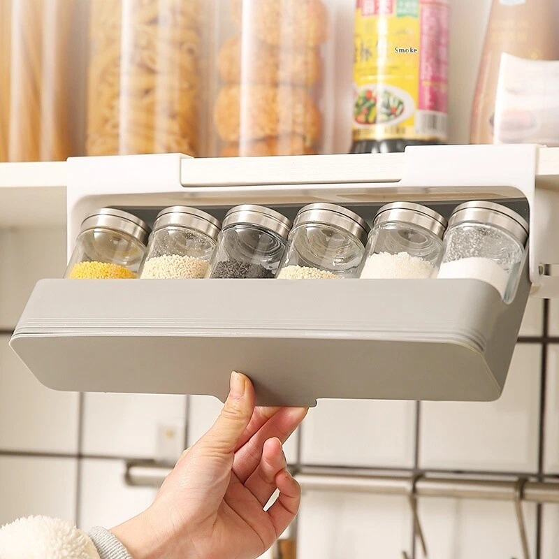 Kitchen Spices Jars with Hanging Storage Rack