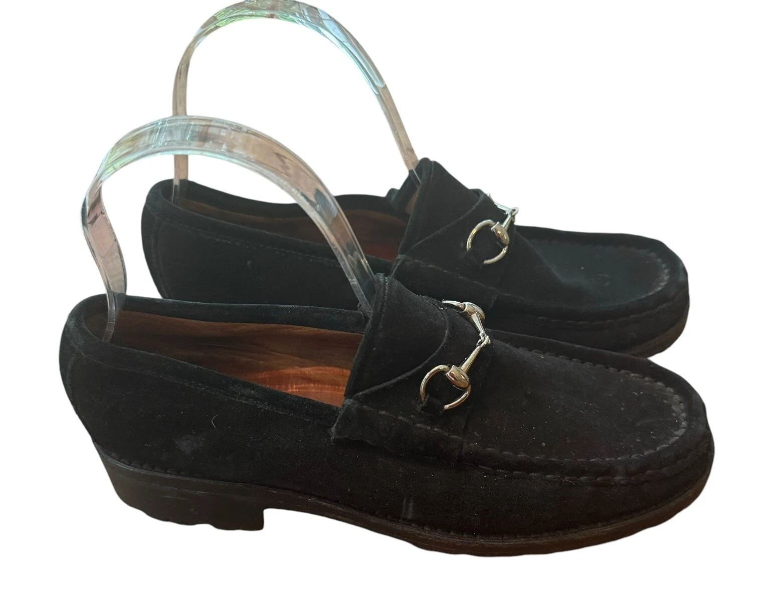 Mocassins Gucci Horsebit en daim noir semelle compensée homme garçon US 6,5 D