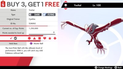  Shiny Yveltal   Pokemon Sword and Shield Perfect IV  Fast Delivery 