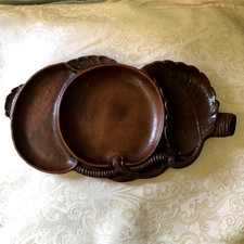 Vintage Resinwood Serving Tray, Trinket dish -Carved Dish 1947 Made in USA