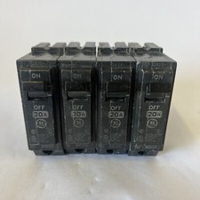 Lot Of 4 GE THQL1120 Miniature Circuit Breaker 1-Pole 20A 120/240VAC 10kA Used