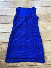 Tiani B 90s Royal Blue Lace Detail Evening Elegant Bodycon Dress Size Medium