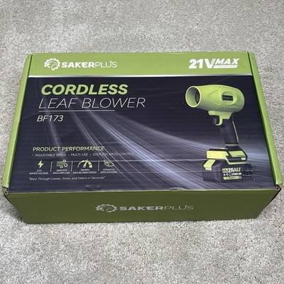 NEW SAKER Cordless Leaf Blower BF173 Li-Ion Battery 21V Max 260CFM Dust Cleaner