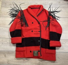Early Whitney Point Wool Antique Custom Blanket Coat With Leather Tassels