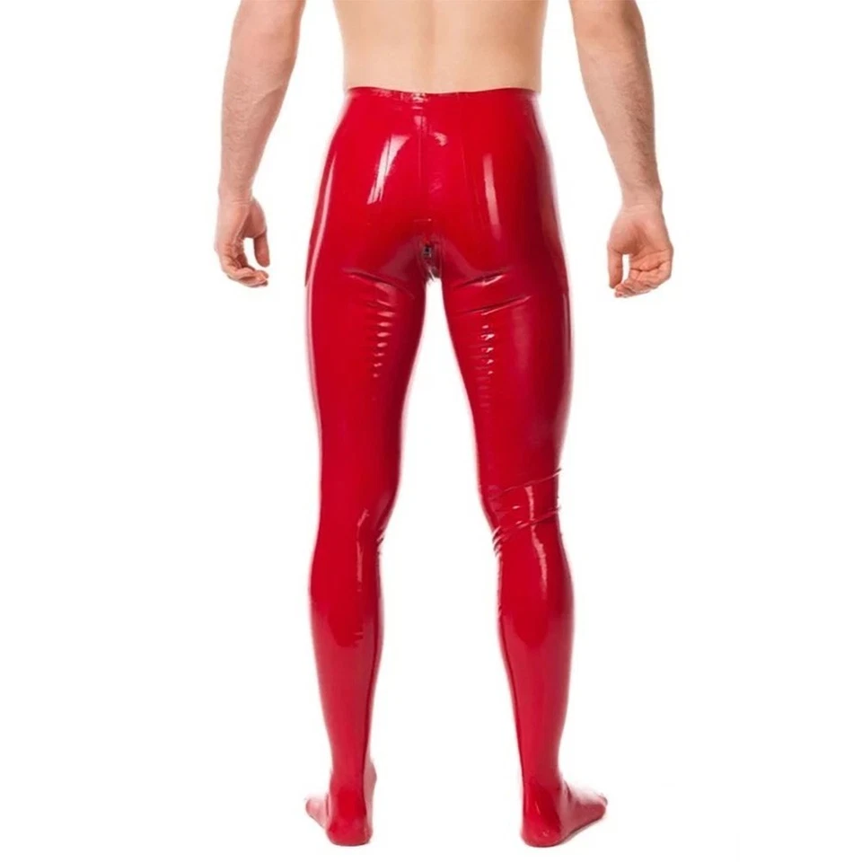 Men's Latex Gummi Leggings Trouserse High Waist With Socks Two Way Zip 0.4mm - Image 2 of 4