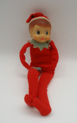 Vintage Red Felt Pixie Elf Knee Hugger 11 , L6